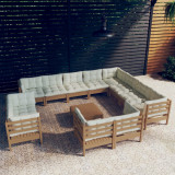 Set mobilier de gradina cu perne 13 piese maro miere lemn pin GartenMobel Dekor, vidaXL