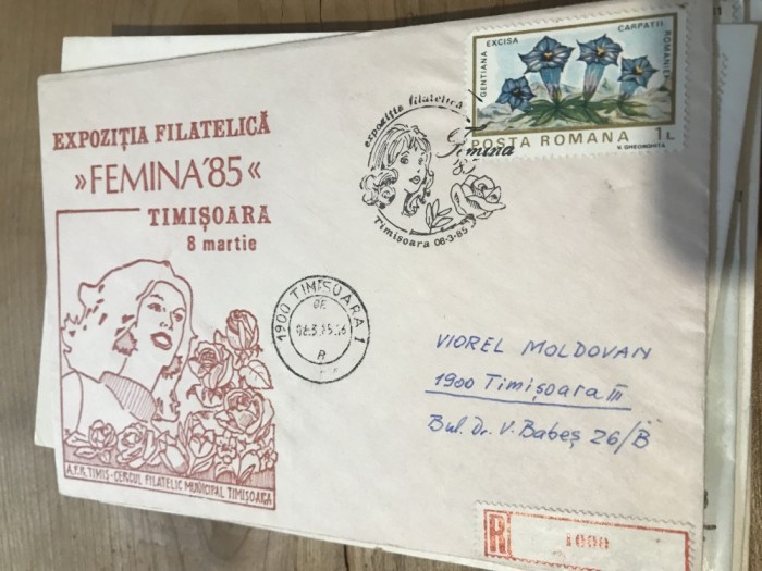 CPIF.1. Plic Expozitia Filatelica femina 1985 Timisoara