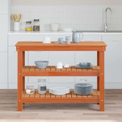 vidaXL Banc de lucru Maro ceruit 110.5 x 50 x 80 cm Lemn masiv de pin 865377 foto