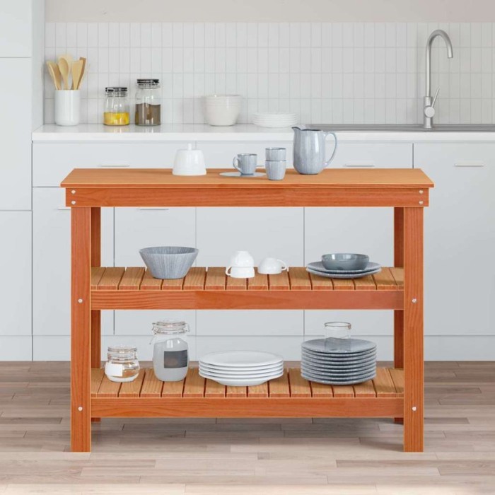 vidaXL Banc de lucru Maro ceruit 110.5 x 50 x 80 cm Lemn masiv de pin 865377
