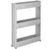 Sistem rafturi de depozitare cu roti pentru bucatarie sau baie cu 3 polite, 54x13x70cm, gri Household NewTrend, Oem