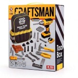 Set scule de jucarie pentru copii, flippy, ghiozdan cu bormasina si accesorii incluse, 28 piese, material plastic durabil, interactiv, +3 ani, 30.5x25