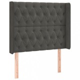 Cumpara ieftin Tablie de pat cu aripioare gri inchis 103x16x118/128 cm catifea