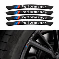 Set 4 embleme Mperformance pentru jante BMW, negru foto