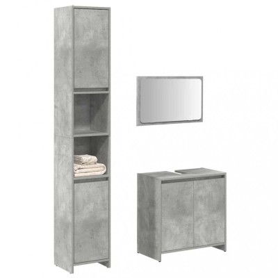 vidaXL Set mobilier de baie, 3 piese, gri beton, lemn compozit 3324853 foto