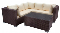 Mobilier terasa colt RAKI din ratan pvc masa 100x60x47cm si canapea colt 186x186x77x70cm foto