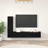 vidaXL Dulap pentru TV pe Perete 4 pcs Stejar negru Lemn compozit