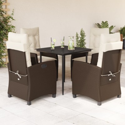 vidaXL Set mobilier de grădină, 5 piese, cu perne, maro, poliratan foto