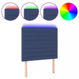 Cumpara ieftin Tablie de pat cu LED, albastru, 100x5x118/128 cm, textil