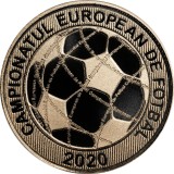 Romania 50 bani 2021 (proof in capsula; comemorativa: Campionatul European de Fotbal 2020) Alama, KM-481 UNC !!!