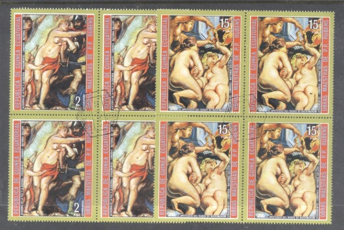 Eq. Guinea 1973 Rubens Paintings Nudes 2 values x 4 Mi.286 290 used TA.037
