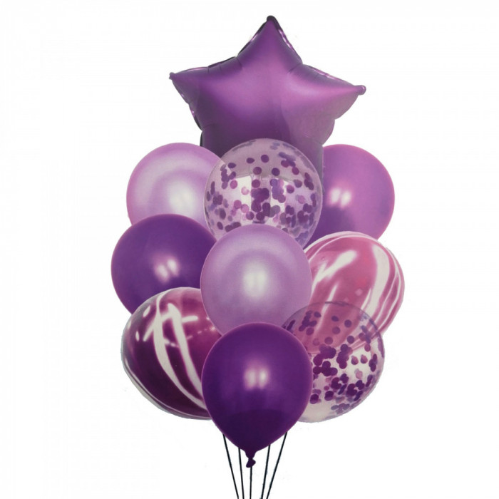 Buchet 10 baloane din latex cu confetti Magic