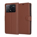 Husa pentru Xiaomi Poco X6 Pro, Techsuit, Leather Folio, Maro