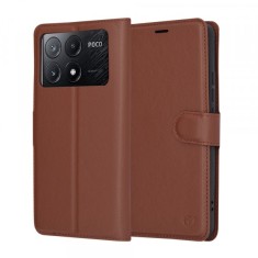 Husa pentru Xiaomi Poco X6 Pro, Techsuit, Leather Folio, Maro