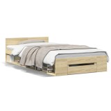 VidaXL Cadru de pat cu sertar stejar sonoma 100x200 cm lemn prelucrat