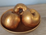 Cumpara ieftin Set Bol Metal Aurit Vintage + 3 Mere Decorative Aurii - Obiecte Casa Elegante, Diametru 20cm