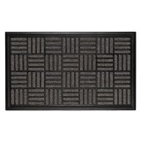 Covoras usa intrare, model in relief, din cauciuc si mocheta, 75x45 cm, negru cu gri