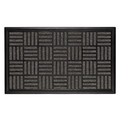 Covoras usa intrare, model in relief, din cauciuc si mocheta, 75x45 cm, negru cu gri foto