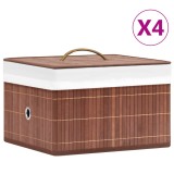 vidaXL Cutii de depozitare, 4 buc., maro, bambus