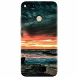 Husa silicon pentru Xiaomi Mi A1, Dramatic Rocky Beach Shore Sunset