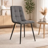 Cumpara ieftin Scaun bucatarie/living, Artool, Kara, catifea gri, picioare metal negru, 44.5x50.5x87 cm