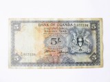 Rară! Uganda 5 Shillings 1966,bancnota din imagini la cel mai mic preț