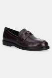 Nokwol mocasini de piele Moto culoarea bordo, cu toc plat, Moto