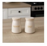 Set Solnite Sare si Piper Ceramice Nordic Style, Bej, 9.5 x 5 x 9 cm