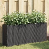 Jardinieră de grădină cu 2 ghivece, negru 90x20x40 cm poliratan