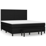 Cumpara ieftin Pat box spring cu saltea, negru, 180x200 cm, catifea