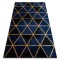 Exclusiv EMERALD covor 1020 glamour, stilat, marmură, triunghiurile albastru inchis / aur, 200x290 cm