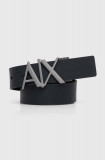 Armani Exchange curea de piele barbati, culoarea negru