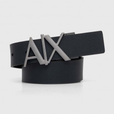 Armani Exchange curea de piele barbati, culoarea negru