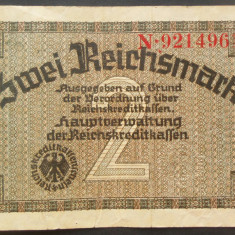 Bancnota 2 REICHSMARK - GERMANIA NAZISTA, anul 1940 *cod 627