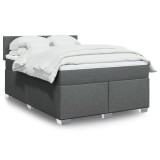 Gossi pat box spring cu saltea, gri inchis, 140x190 cm, textil