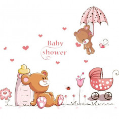 Sticker decorativ, Ursuleti, Baby shower, 77 cm, 712STK