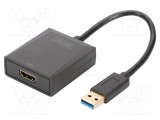 Adaptor HDMI soclu la USB A mufă 150mm USB 3.2 negru DIGITUS