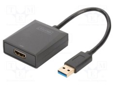 Adaptor HDMI soclu la USB A mufă 150mm USB 3.2 negru DIGITUS