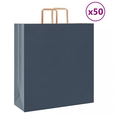 vidaXL Saci de h&amp;acirc;rtie 50 buc cu m&amp;acirc;nere Albastru 45x17x48 cm foto