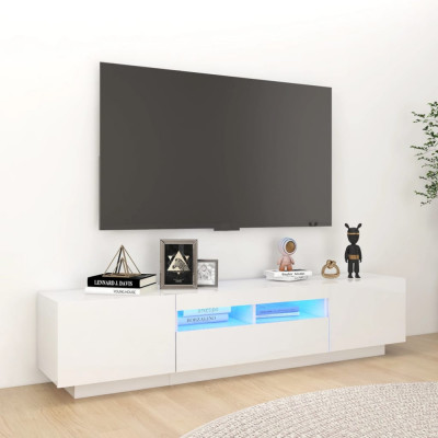 Comoda TV cu lumini LED, alb extra lucios, 180x35x40 cm GartenMobel Dekor foto