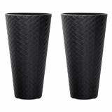 Cumpara ieftin Set 2 ghivece de flori, Matuba Slim, rotunde, inalte, 30x55 cm, antracit, Prosperplast