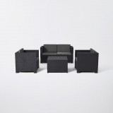 Cumpara ieftin Set Mobilier Gradina Blooma Diva Gri Antracit, Canapea, 2 Fotolii, Masa Depozitare, 4 Persoane, Ratan