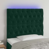 vidaXL Tăblie de pat cu LED, verde &icirc;nchis, 100x7x118/128 cm, catifea 3122805