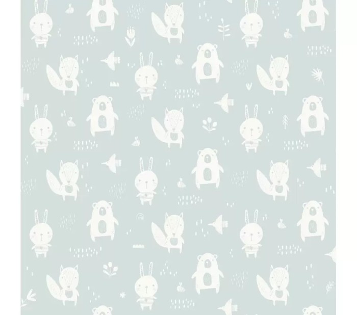 Tapet copii, animale albe pe un fundal albastru, My Kingdom L91304