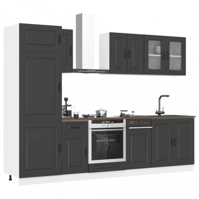 Set dulap de bucătărie 8 piese &amp;bdquo;Kalmar&amp;rdquo; lemn negru prelucrat foto