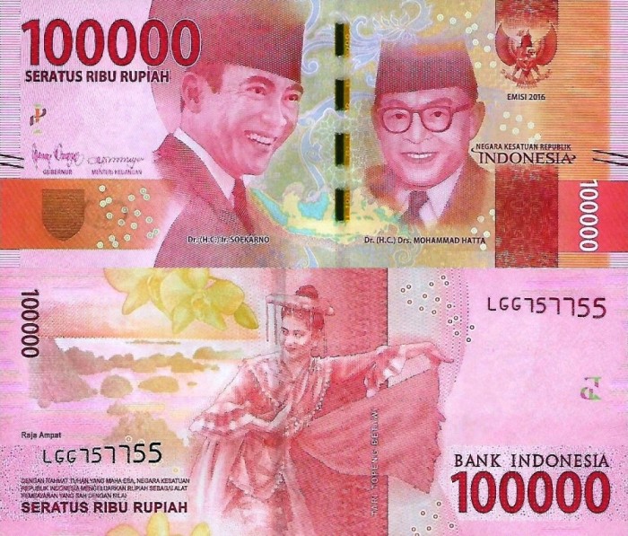 INDONEZIA 100.000 rupiah 2016 UNC!!!