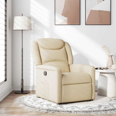 Fotoliu rabatabil, crem, material textil foto