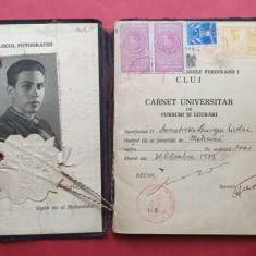 Cluj Kolozsvar Carnet student Facultatea de medicina 1939 timbre fiscale