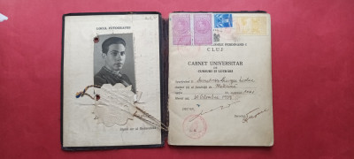 Cluj Kolozsvar Carnet student Facultatea de medicina 1939 timbre fiscale foto