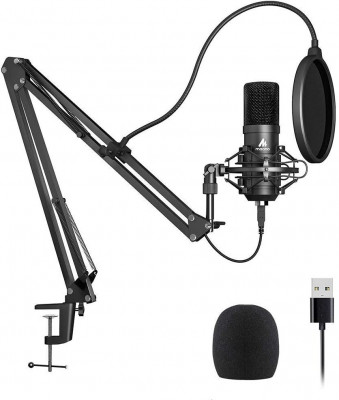 Microfon Profesional Maono pentru studio Condenser BM800 cu stand metalic pentru Podcast, Streaming, Gaming, Karaoke foto